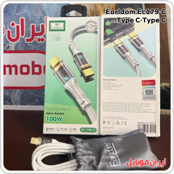 کابل شارژ موبایبل Earldom Ec_179c تایپ سی به تایپ سی