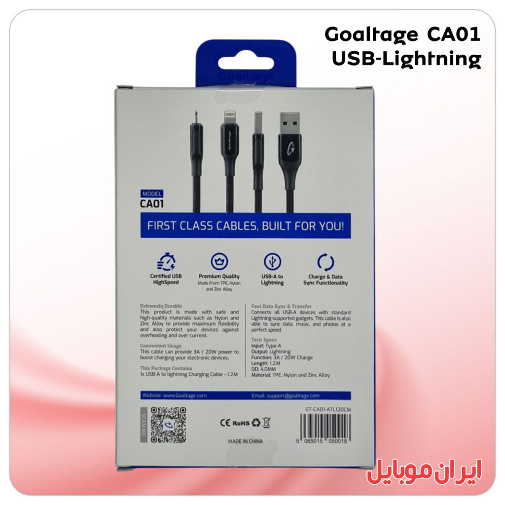 کابل شارژ Goaltage CA01 یو اس بی به لاتنینگ